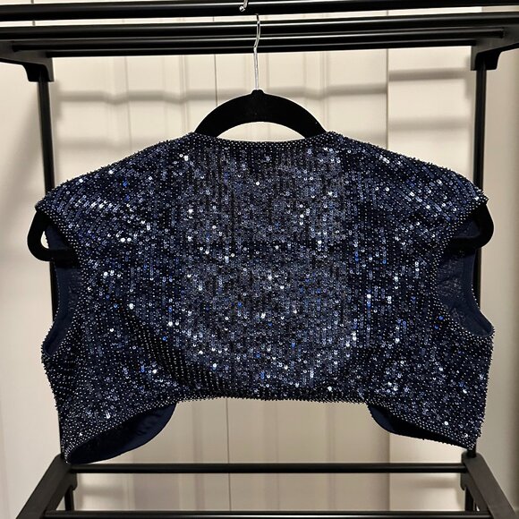 Blue Sequin Little Crop jacket - Picture 2 of 4